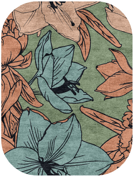 Jonquil Field of Flowers Oblong Hand Knotted Bamboo Silk Custom Rug by Rug Artisan