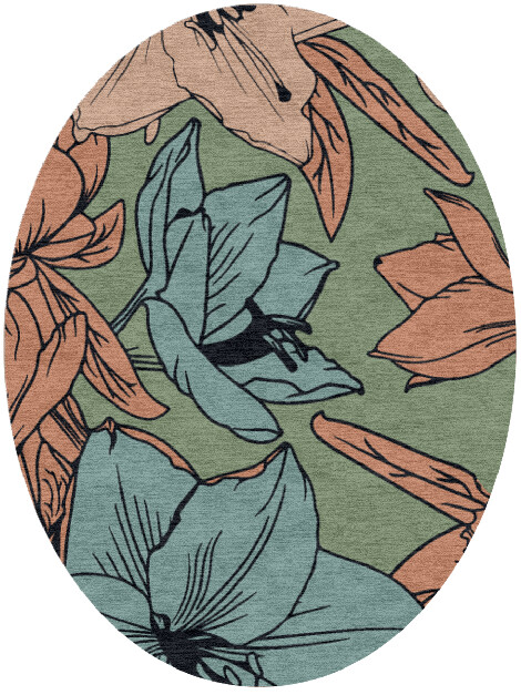 Jonquil Field of Flowers Oval Hand Knotted Tibetan Wool Custom Rug by Rug Artisan