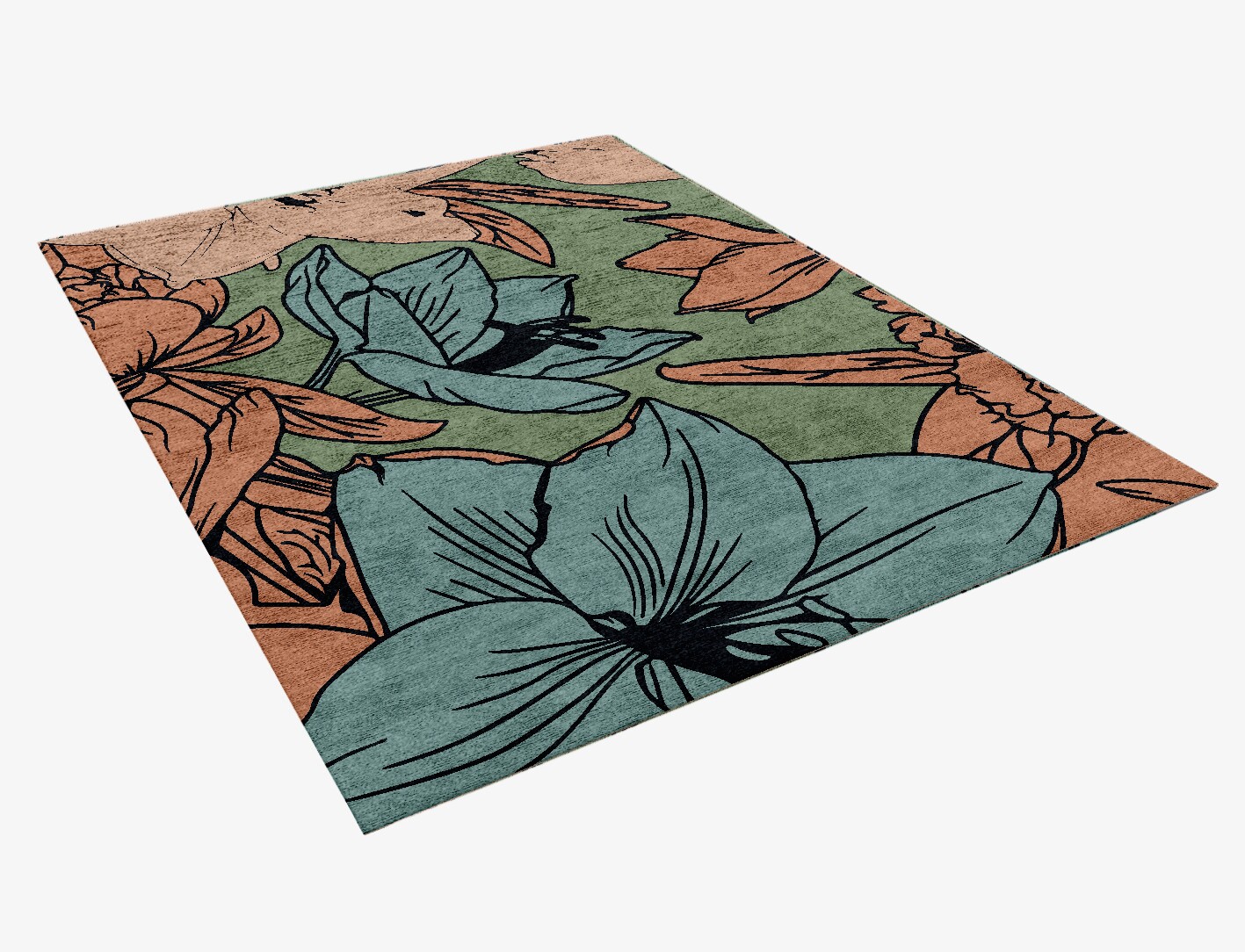Jonquil Field of Flowers Rectangle Hand Knotted Bamboo Silk Custom Rug by Rug Artisan