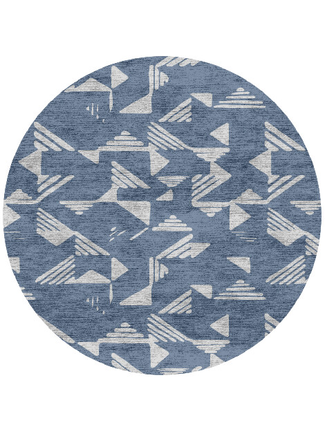 Jot Cerulean Round Hand Knotted Bamboo Silk Custom Rug by Rug Artisan
