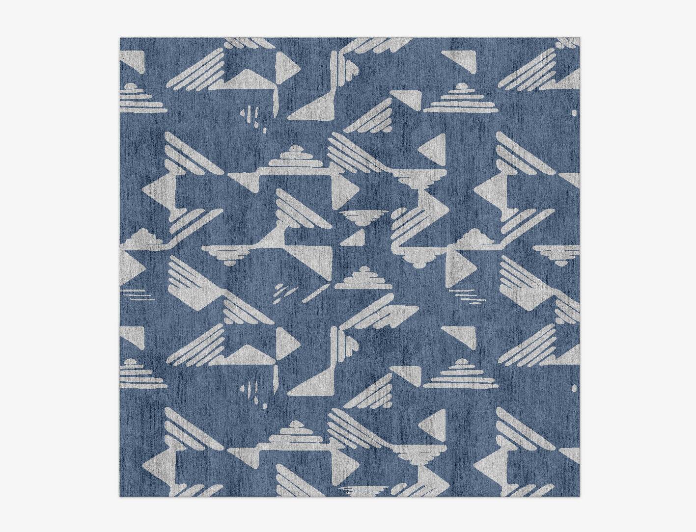 Jot Cerulean Square Hand Knotted Bamboo Silk Custom Rug by Rug Artisan