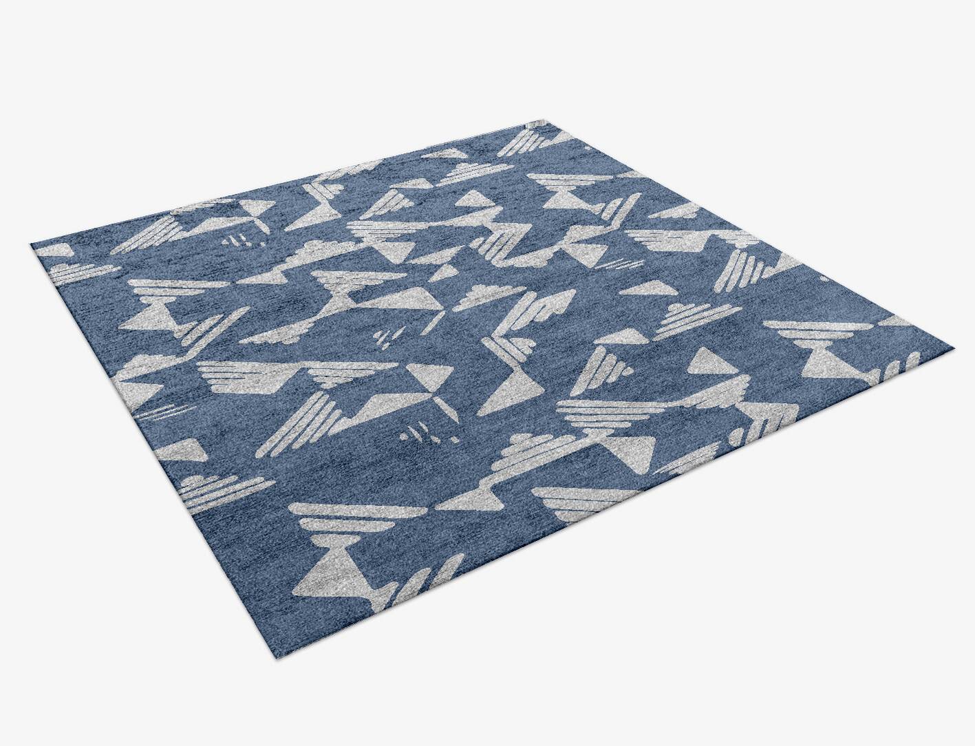 Jot Cerulean Square Hand Knotted Bamboo Silk Custom Rug by Rug Artisan