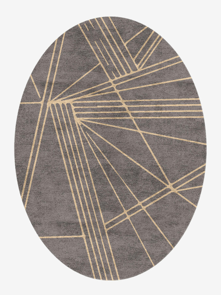 Junction Minimalist Oval Hand Knotted Bamboo Silk Custom Rug by Rug Artisan
