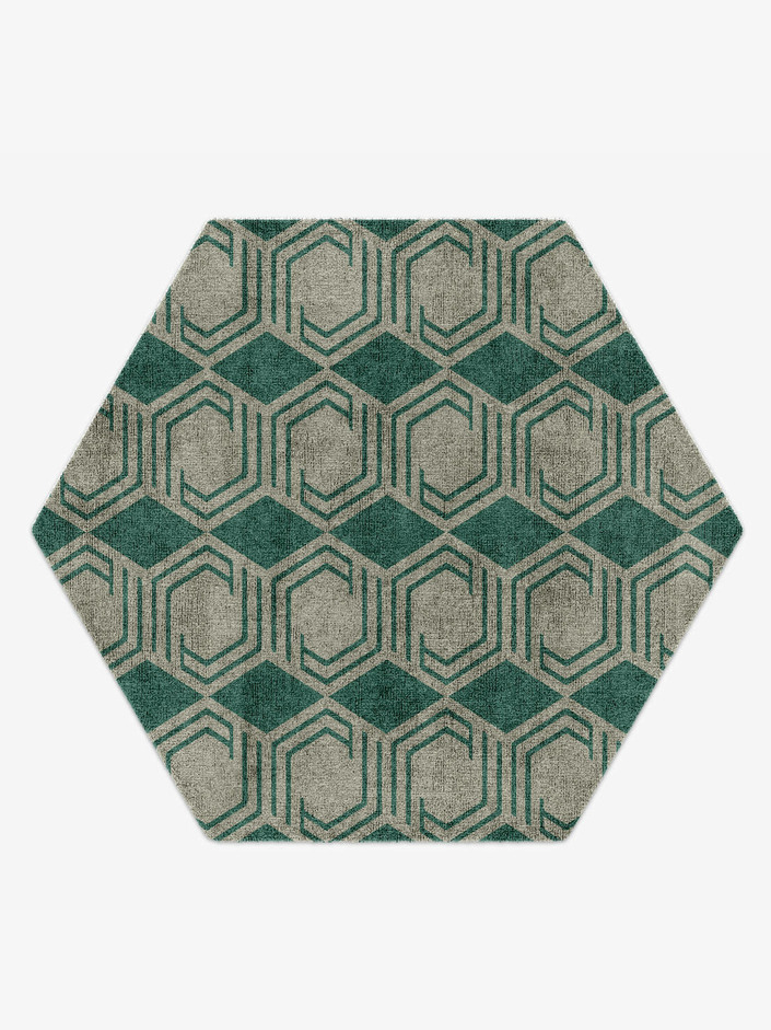 Junctions Modern Geometrics Hexagon Hand Knotted Bamboo Silk Custom Rug by Rug Artisan
