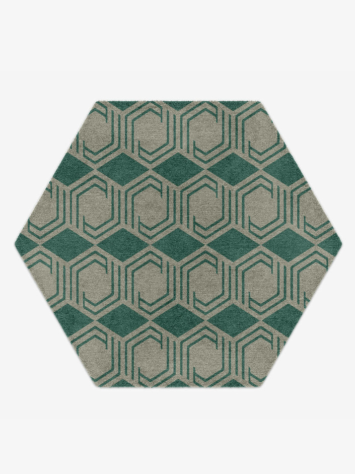 Junctions Modern Geometrics Hexagon Hand Knotted Tibetan Wool Custom Rug by Rug Artisan