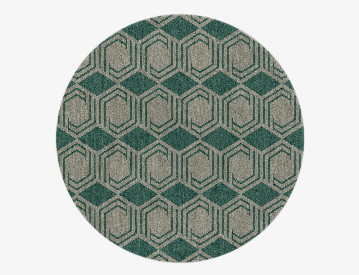 Junctions Geometric Round Hand Knotted Tibetan Wool Custom Rug by Rug Artisan