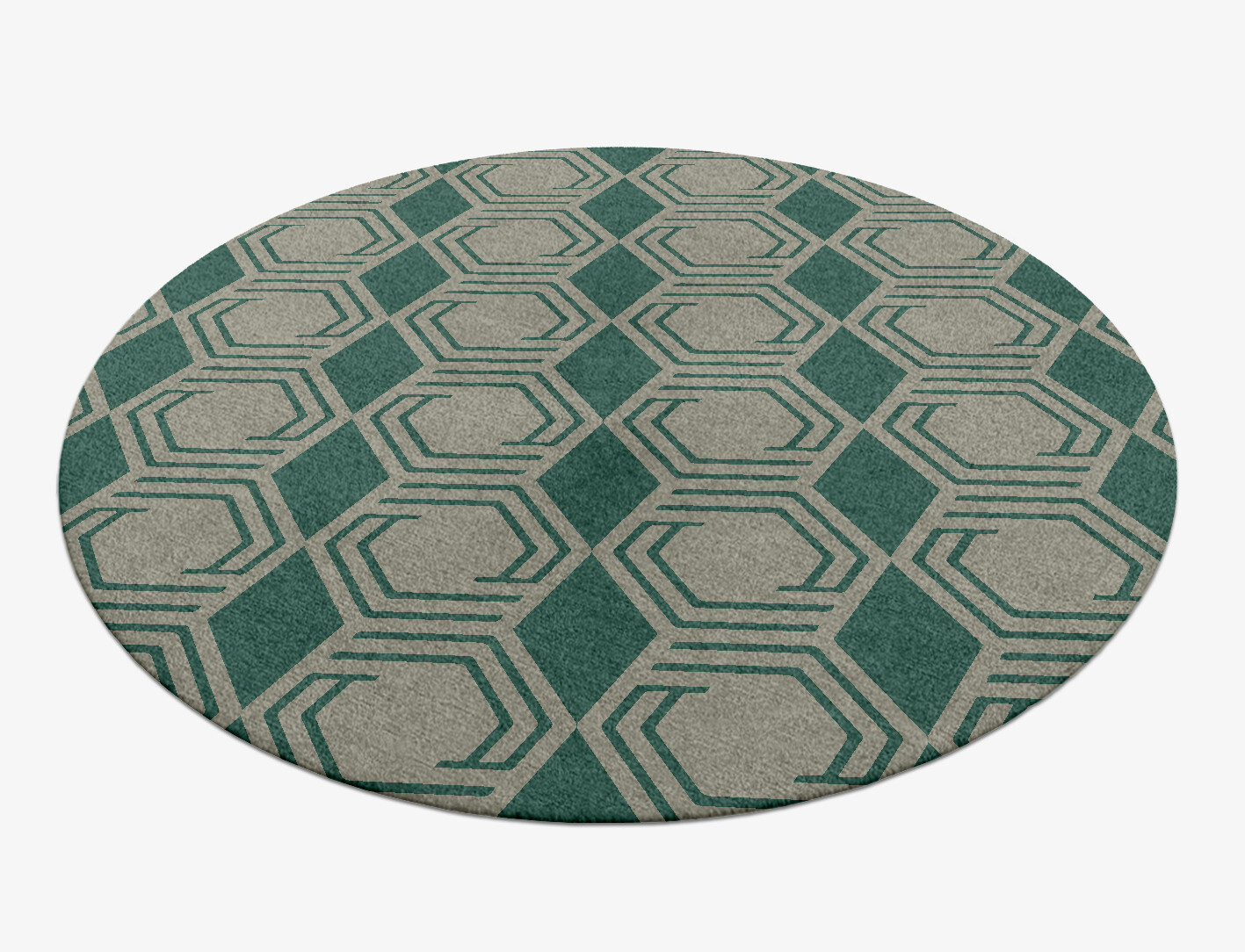 Junctions Geometric Round Hand Knotted Tibetan Wool Custom Rug by Rug Artisan