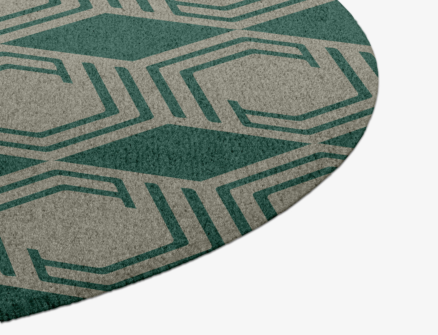 Junctions Geometric Round Hand Knotted Tibetan Wool Custom Rug by Rug Artisan