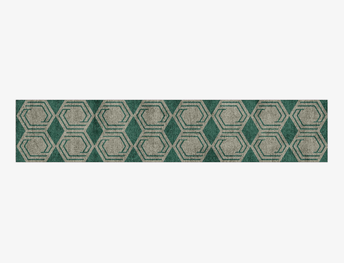 Junctions Geometric Runner Hand Knotted Bamboo Silk Custom Rug by Rug Artisan