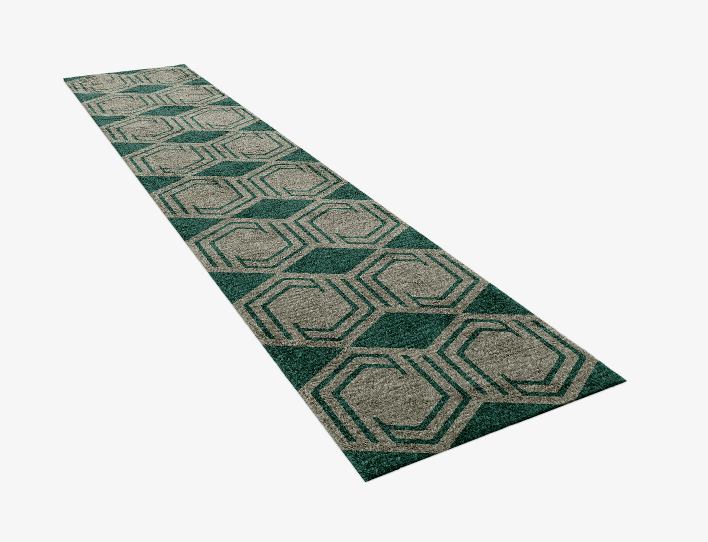 Junctions Geometric Runner Hand Knotted Bamboo Silk Custom Rug by Rug Artisan