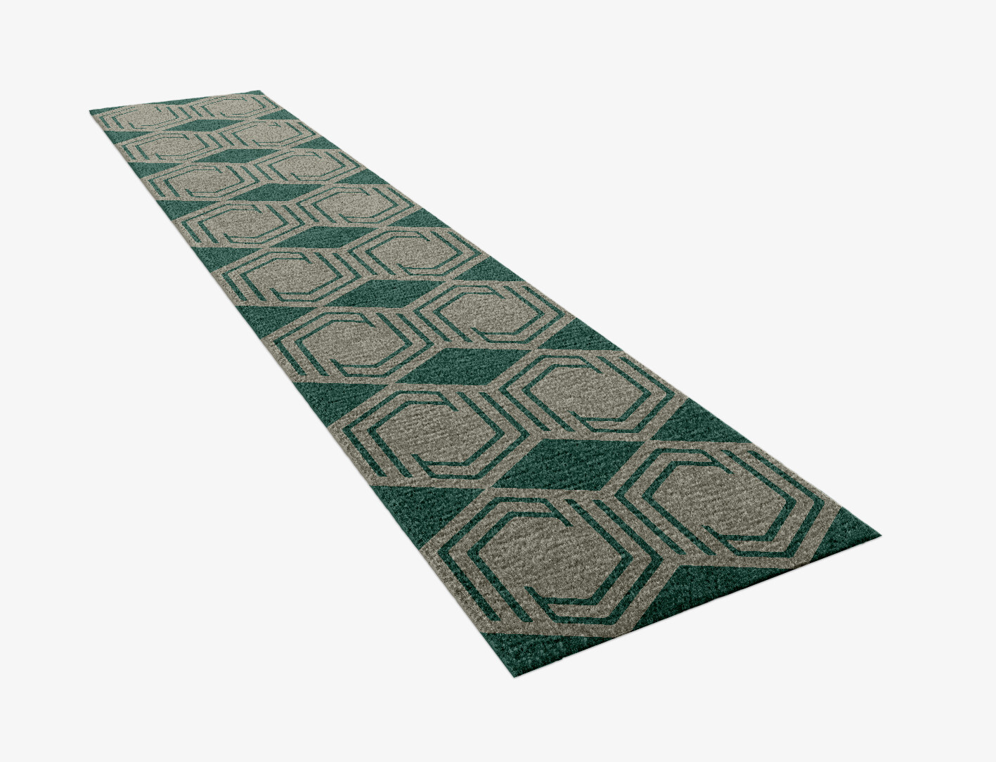 Junctions Geometric Runner Hand Knotted Tibetan Wool Custom Rug by Rug Artisan