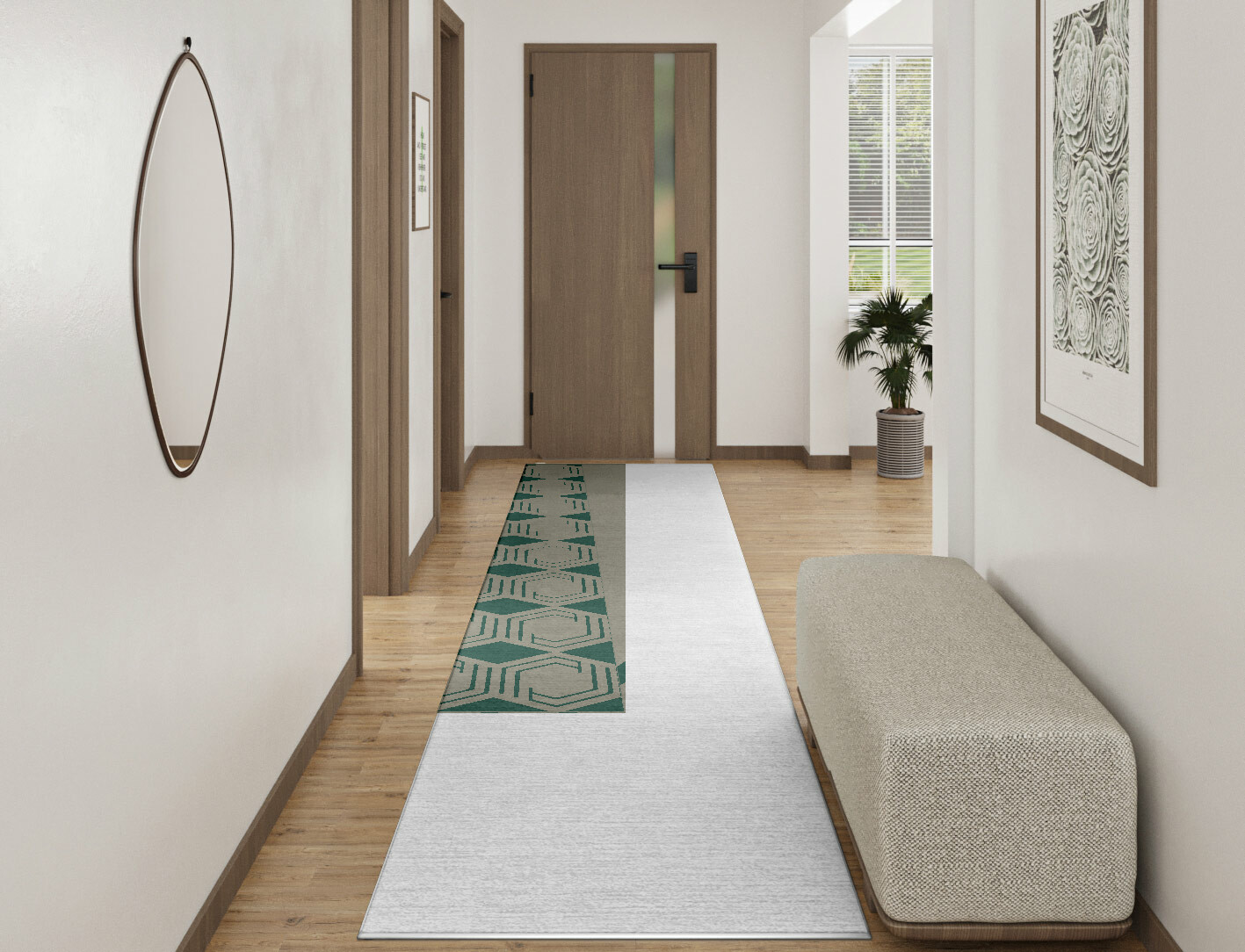 Junctions Geometric Runner Hand Knotted Tibetan Wool Custom Rug by Rug Artisan