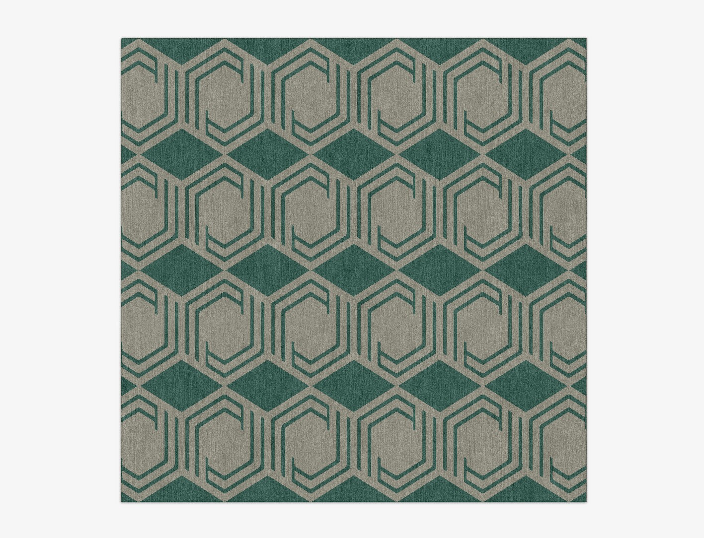 Junctions Geometric Square Hand Knotted Tibetan Wool Custom Rug by Rug Artisan