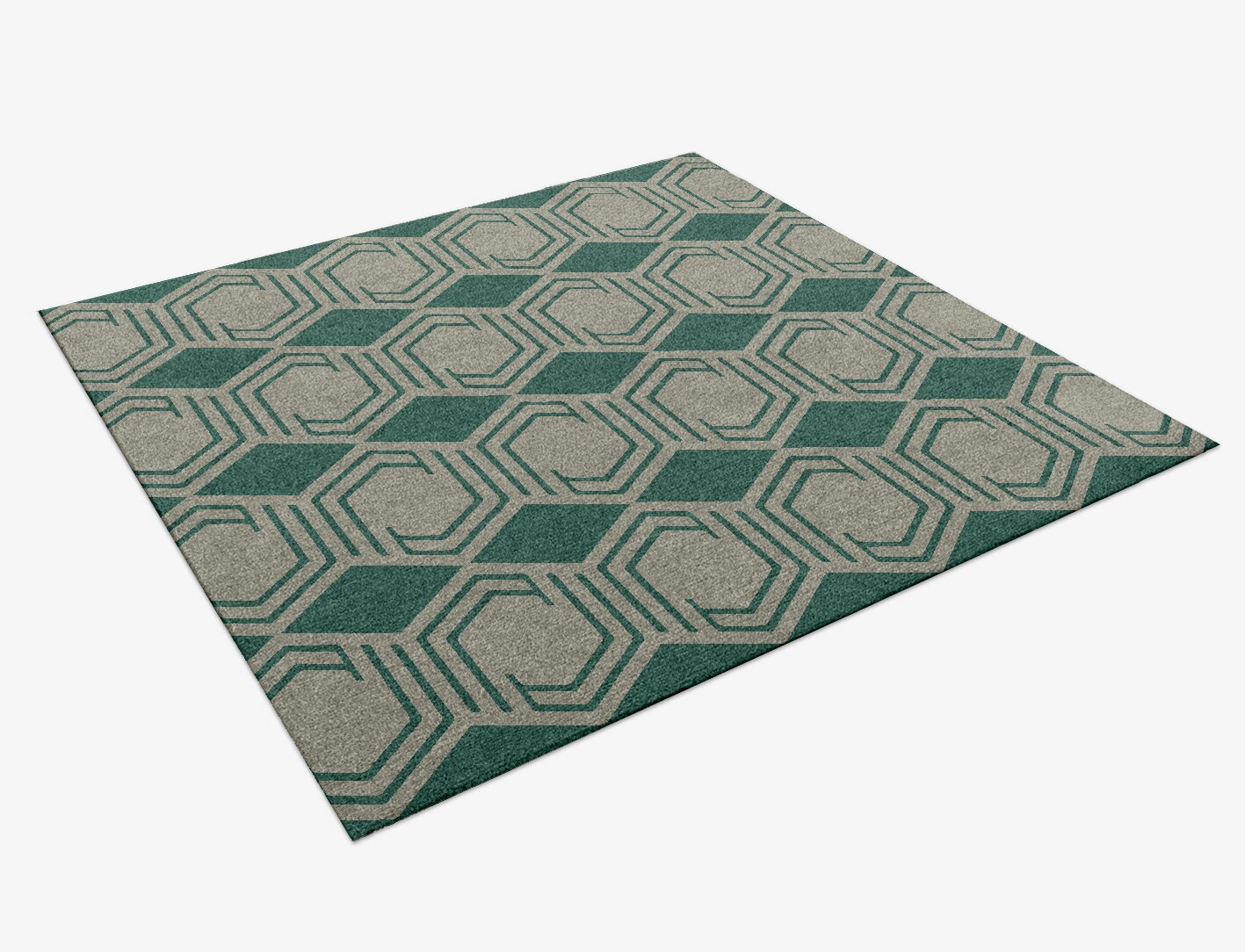 Junctions Geometric Square Hand Knotted Tibetan Wool Custom Rug by Rug Artisan