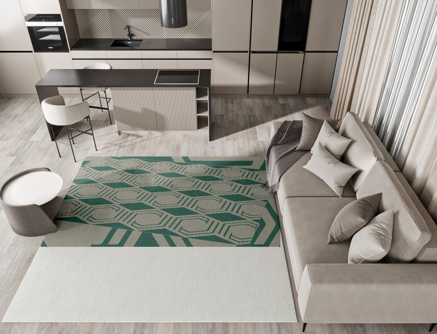 Junctions Geometric Square Hand Knotted Tibetan Wool Custom Rug by Rug Artisan