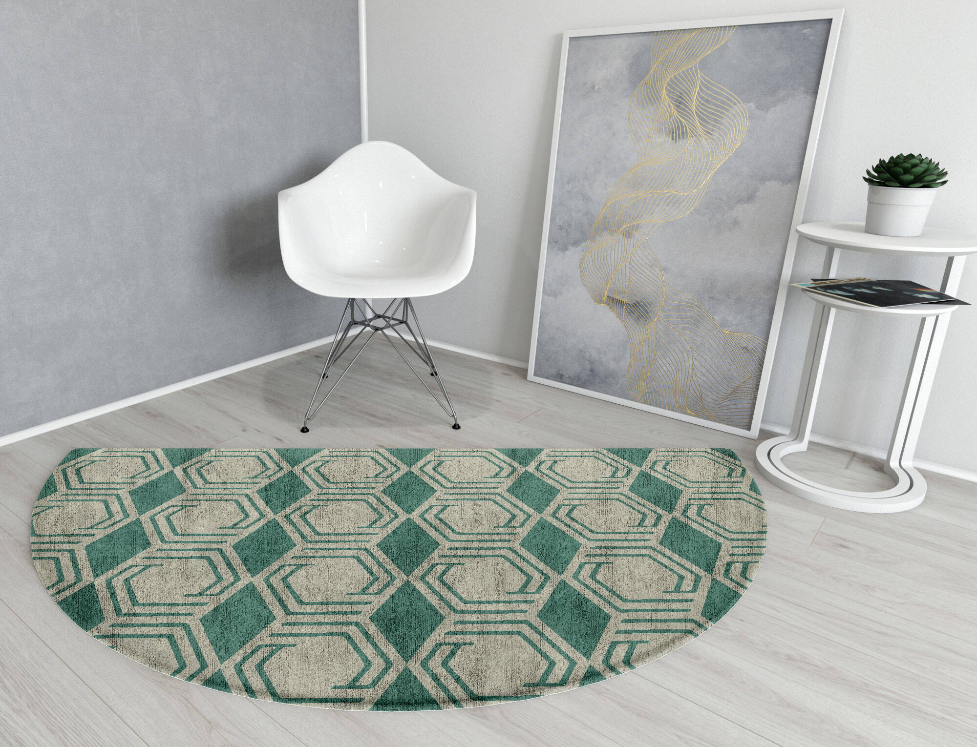 Junctions Modern Geometrics Halfmoon Hand Tufted Bamboo Silk Custom Rug by Rug Artisan