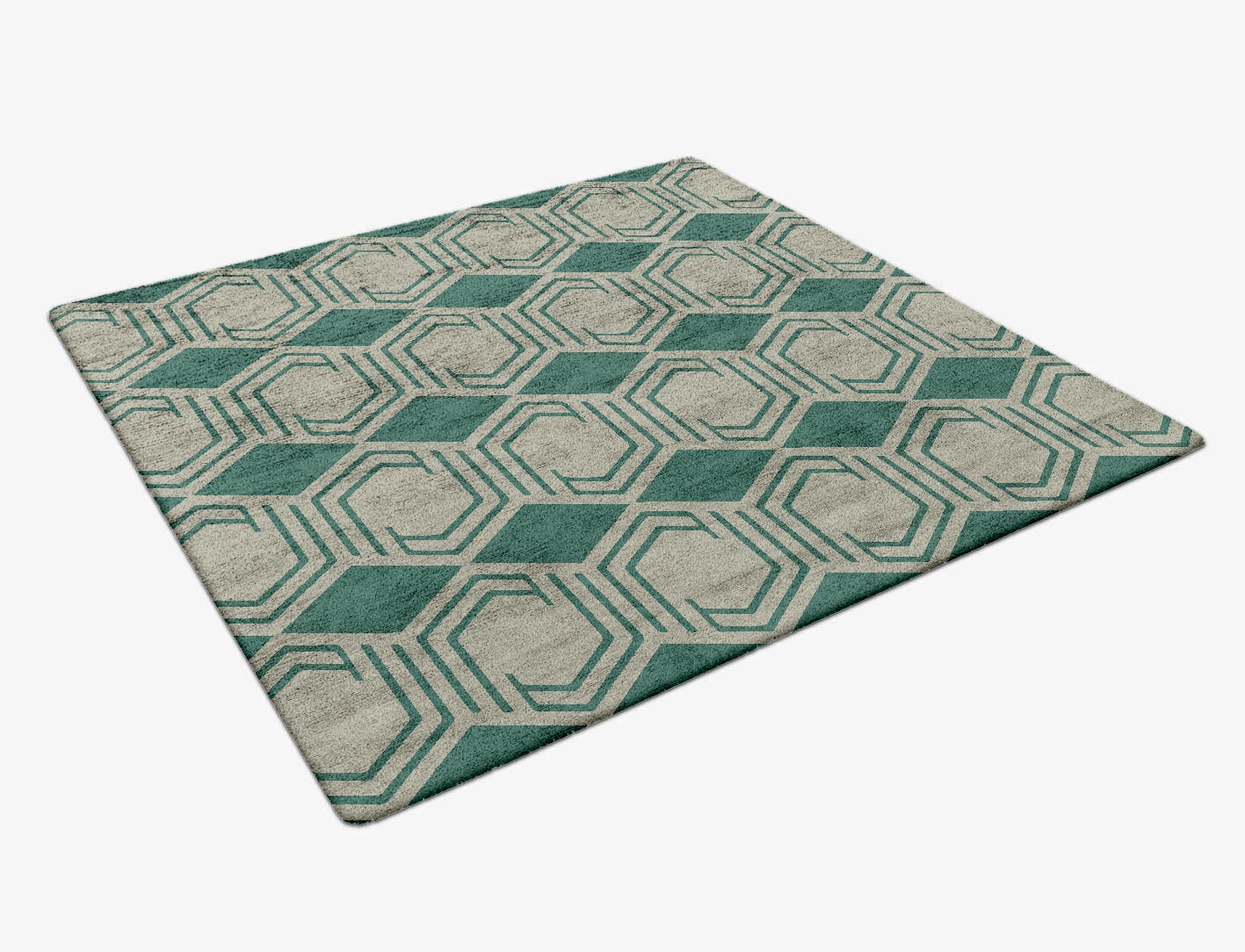 Junctions Geometric Square Hand Tufted Bamboo Silk Custom Rug by Rug Artisan