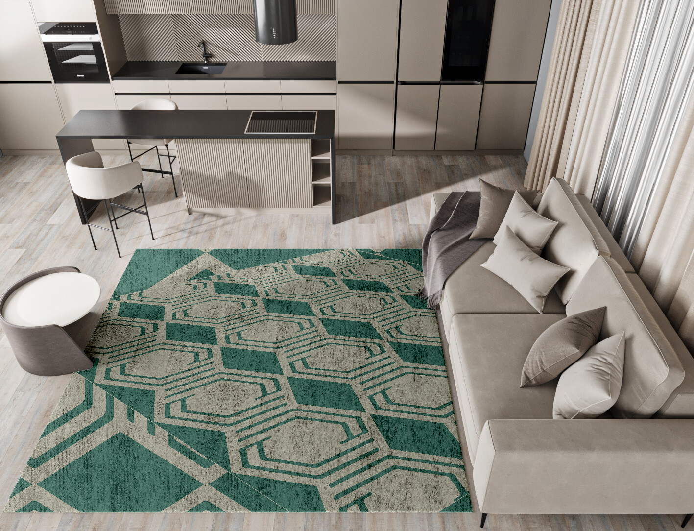 Junctions Geometric Square Hand Tufted Bamboo Silk Custom Rug by Rug Artisan