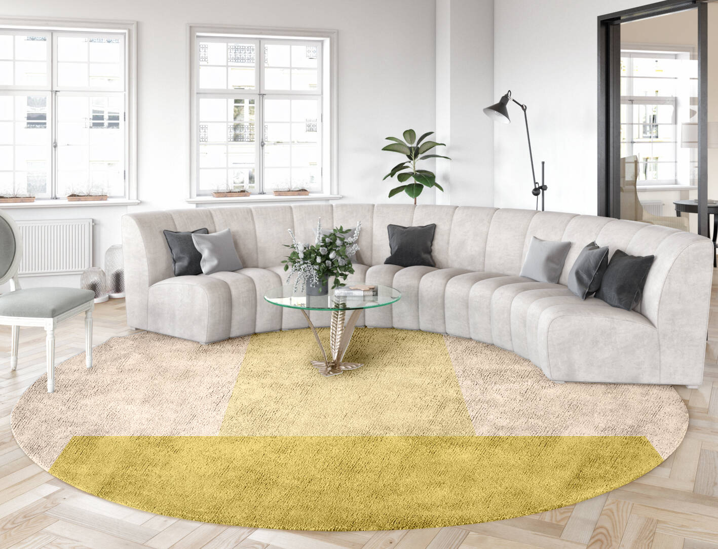 Kairos  Round Hand Tufted Bamboo Silk Custom Rug by Rug Artisan