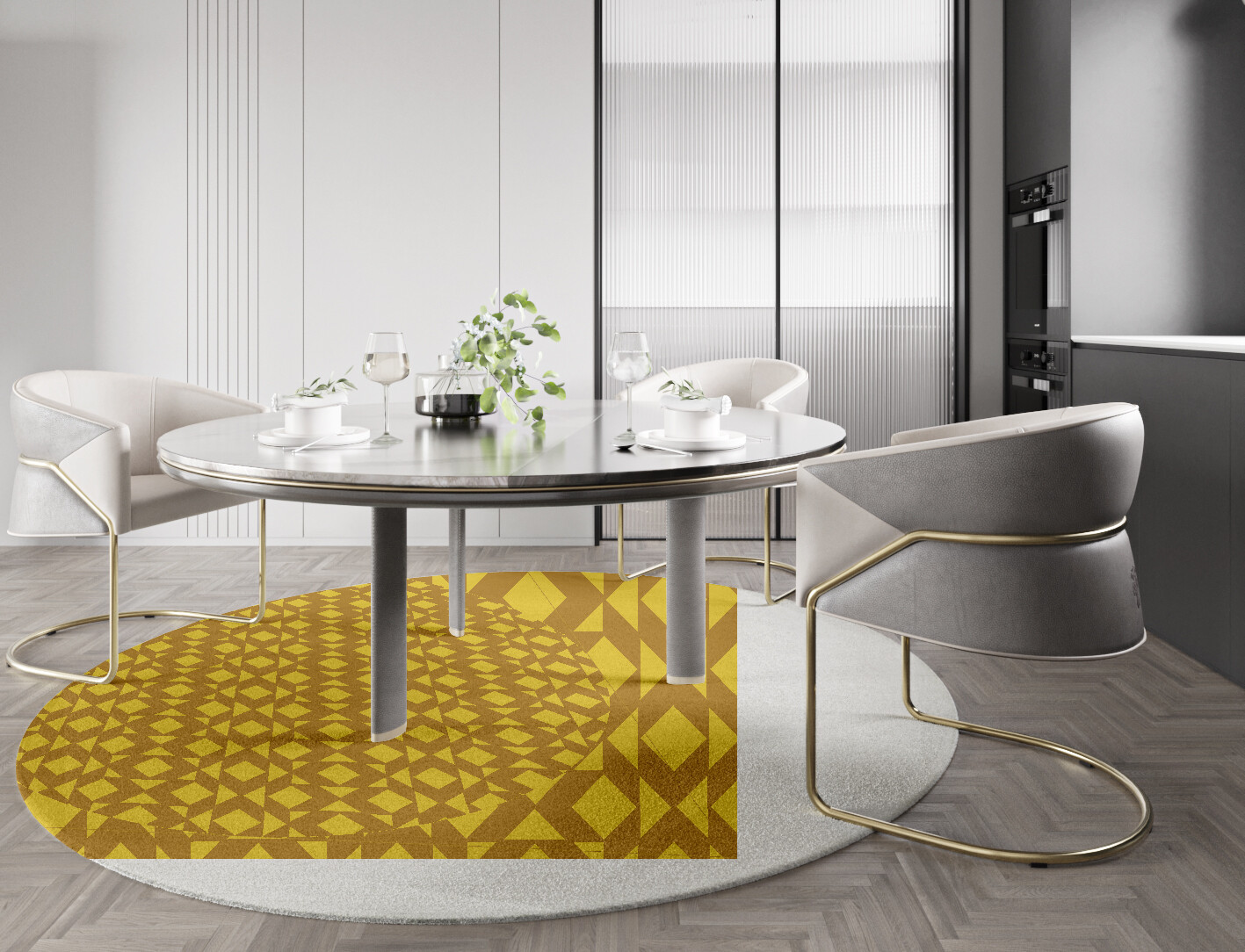 Kaleidoscope Geometric Round Hand Knotted Tibetan Wool Custom Rug by Rug Artisan
