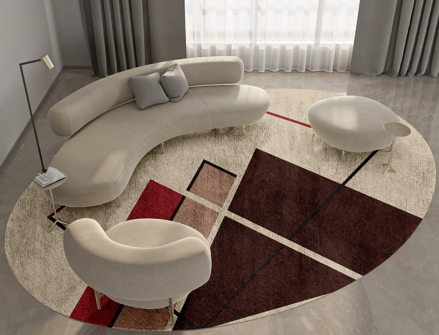 Kef Abstract Oval Hand Knotted Bamboo Silk Custom Rug by Rug Artisan