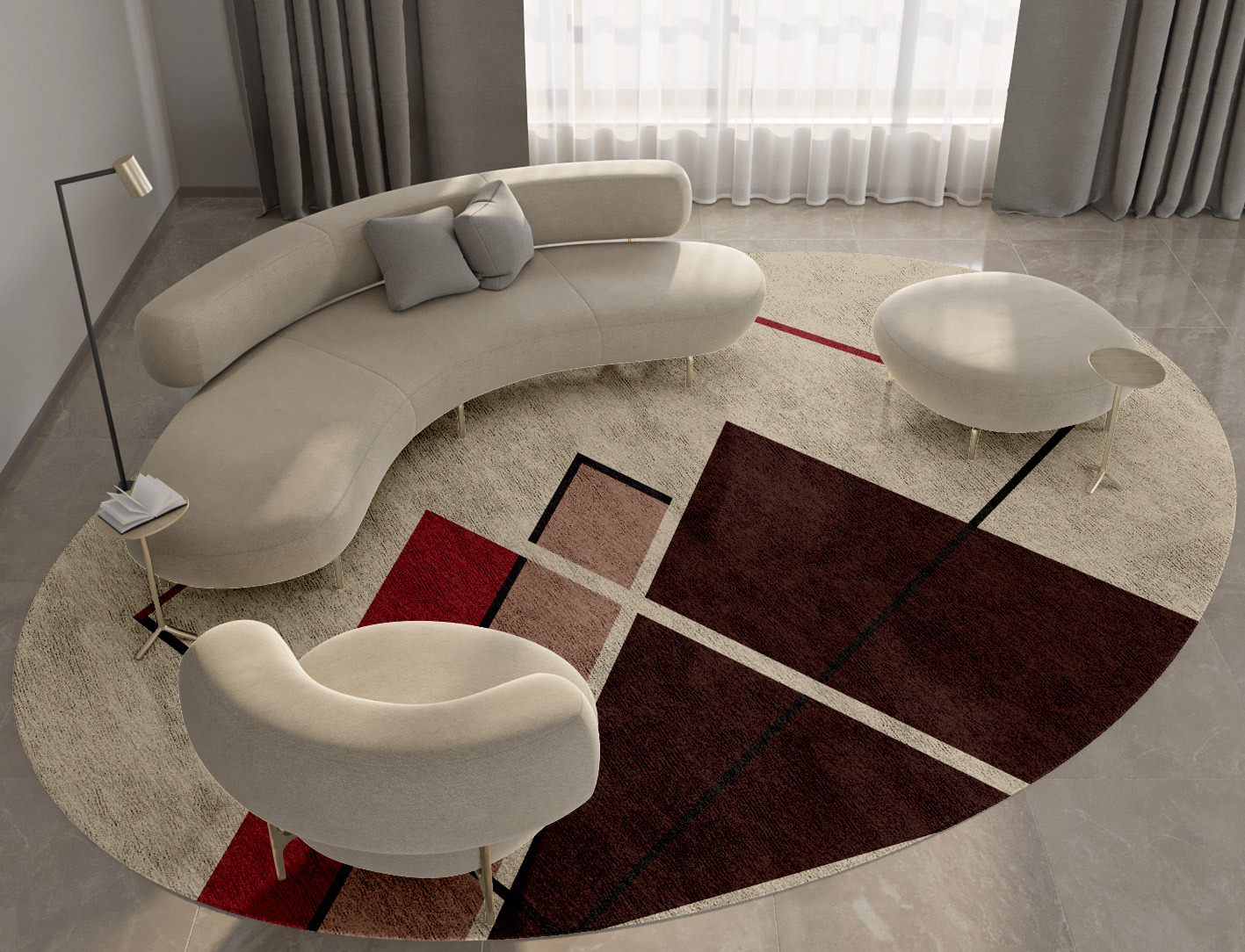 Kef Abstract Oval Hand Tufted Bamboo Silk Custom Rug by Rug Artisan