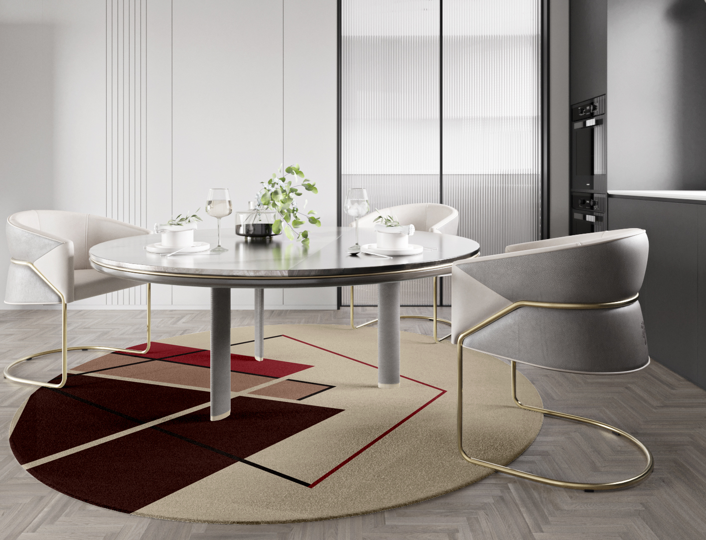 Kef Abstract Round Hand Tufted Pure Wool Custom Rug by Rug Artisan