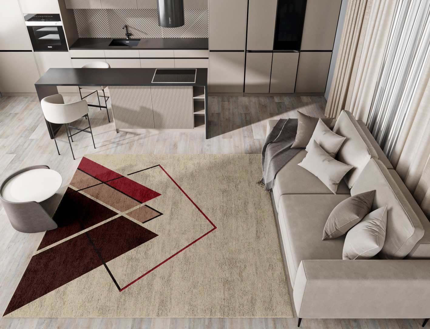 Kef Abstract Square Hand Tufted Bamboo Silk Custom Rug by Rug Artisan