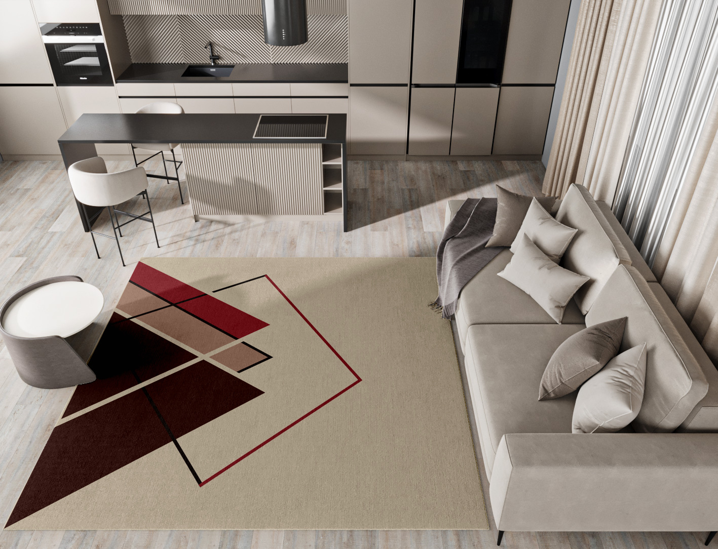 Kef Abstract Square Hand Tufted Pure Wool Custom Rug by Rug Artisan