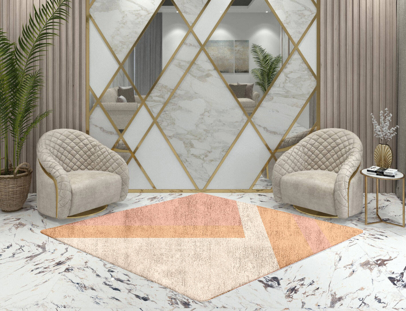 Kilig  Diamond Hand Tufted Bamboo Silk Custom Rug by Rug Artisan