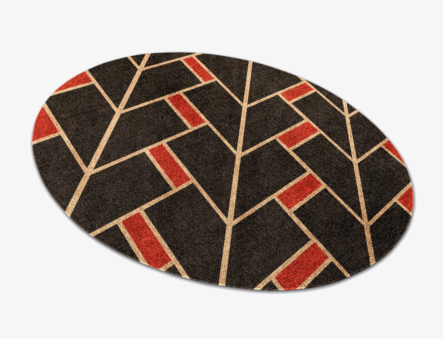 Kites Geometric Oval Flatweave Bamboo Silk Custom Rug by Rug Artisan