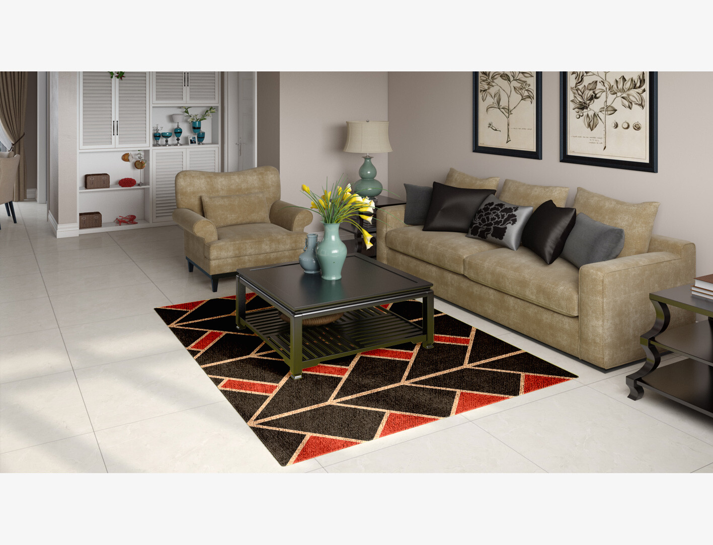 Kites Geometric Rectangle Flatweave Bamboo Silk Custom Rug by Rug Artisan
