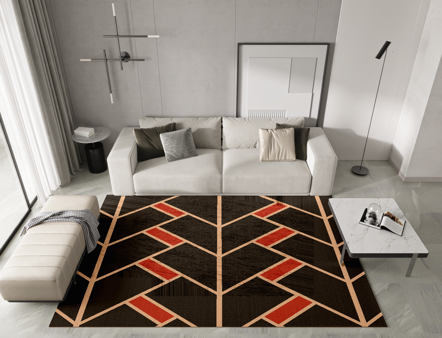 Kites Geometric Rectangle Hand Knotted Bamboo Silk Custom Rug by Rug Artisan