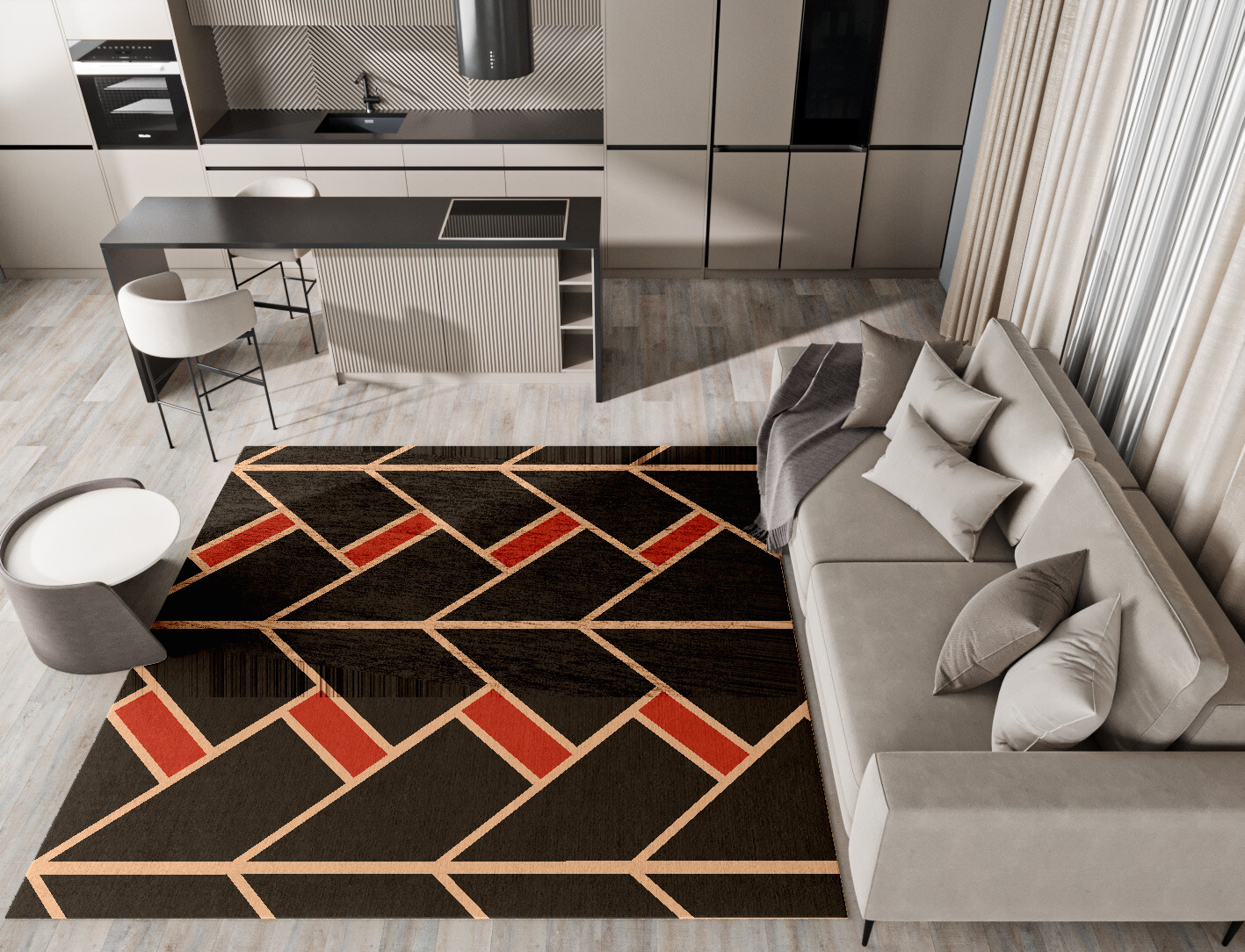 Kites Geometric Square Hand Knotted Bamboo Silk Custom Rug by Rug Artisan