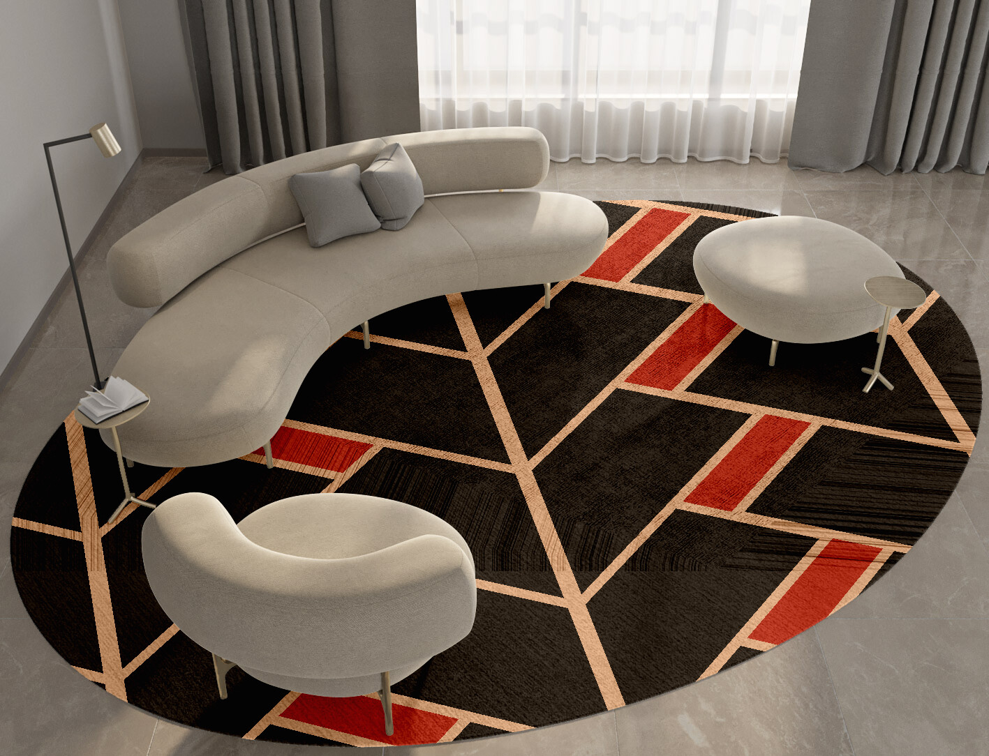 Kites Geometric Oval Hand Tufted Bamboo Silk Custom Rug by Rug Artisan