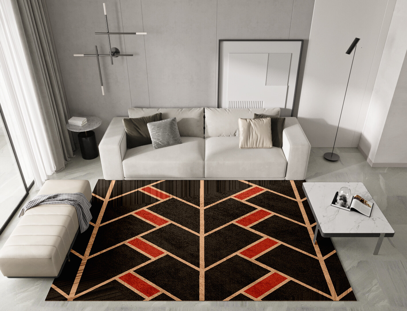 Kites Geometric Rectangle Hand Tufted Bamboo Silk Custom Rug by Rug Artisan