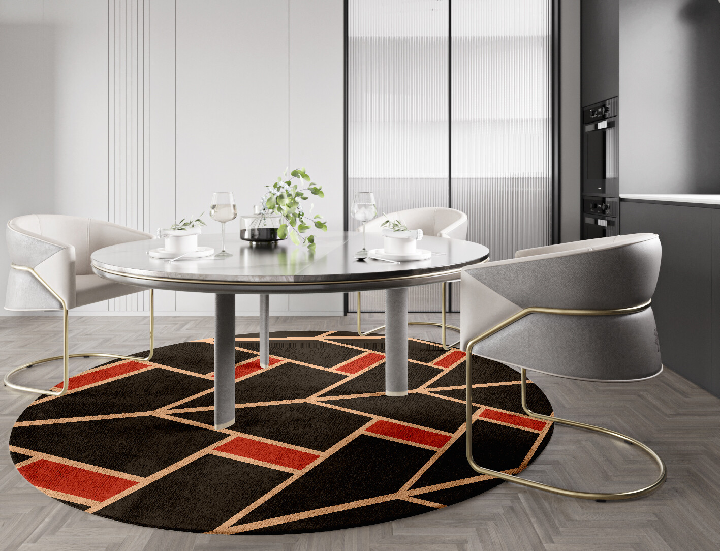 Kites Geometric Round Hand Tufted Bamboo Silk Custom Rug by Rug Artisan