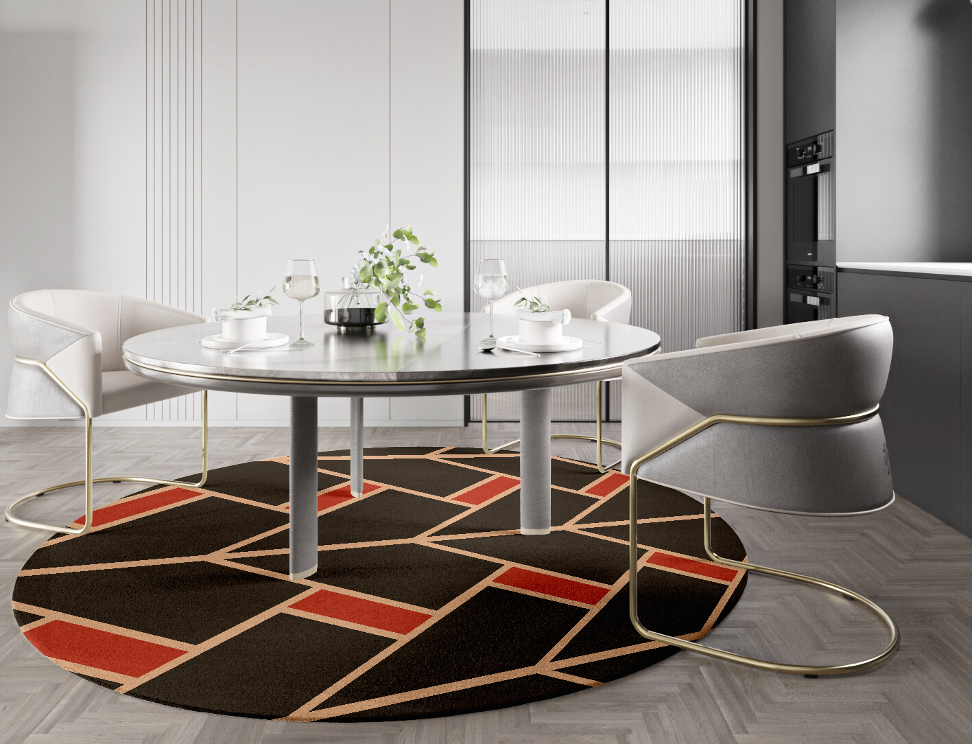 Kites Geometric Round Hand Tufted Pure Wool Custom Rug by Rug Artisan