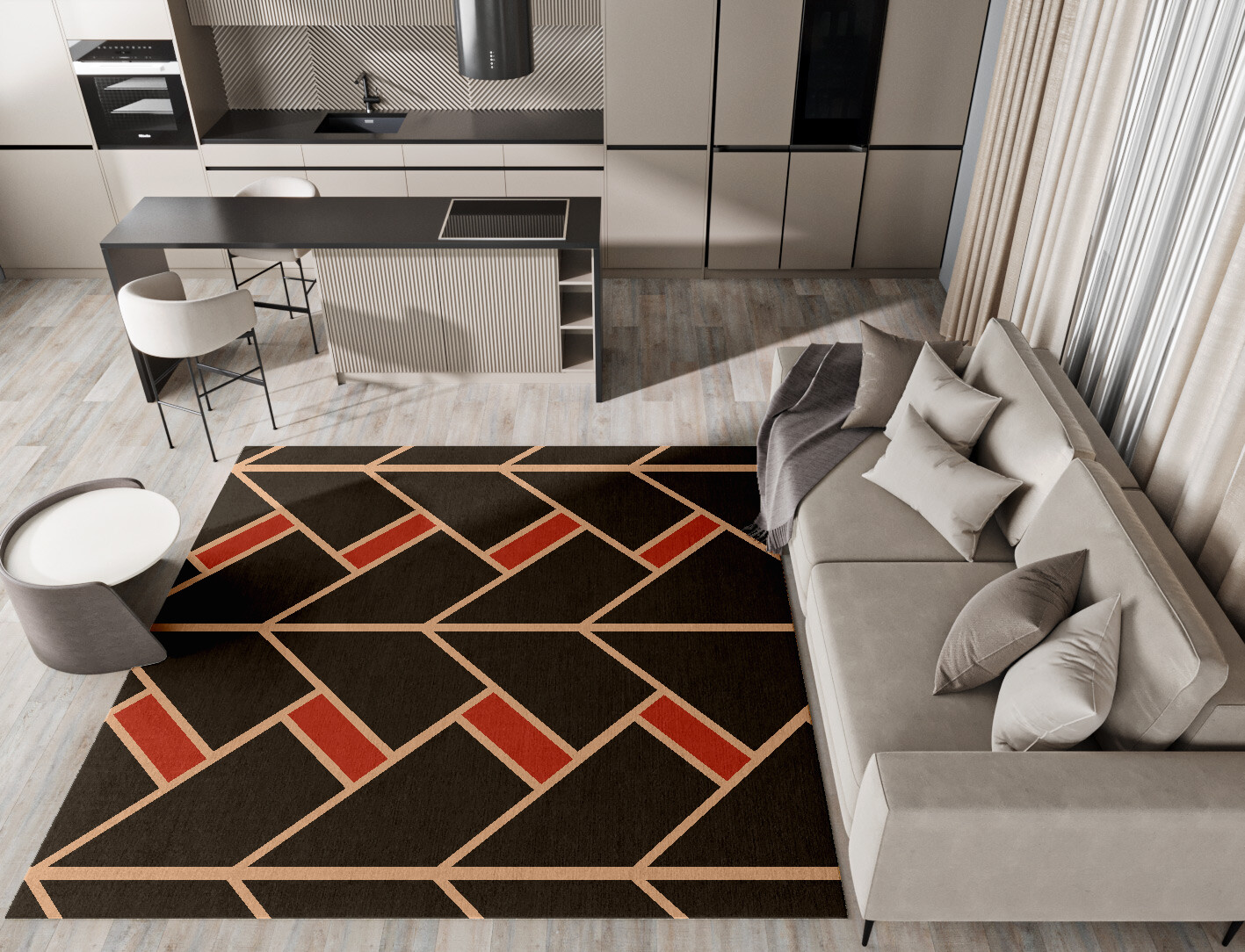 Kites Geometric Square Hand Tufted Pure Wool Custom Rug by Rug Artisan