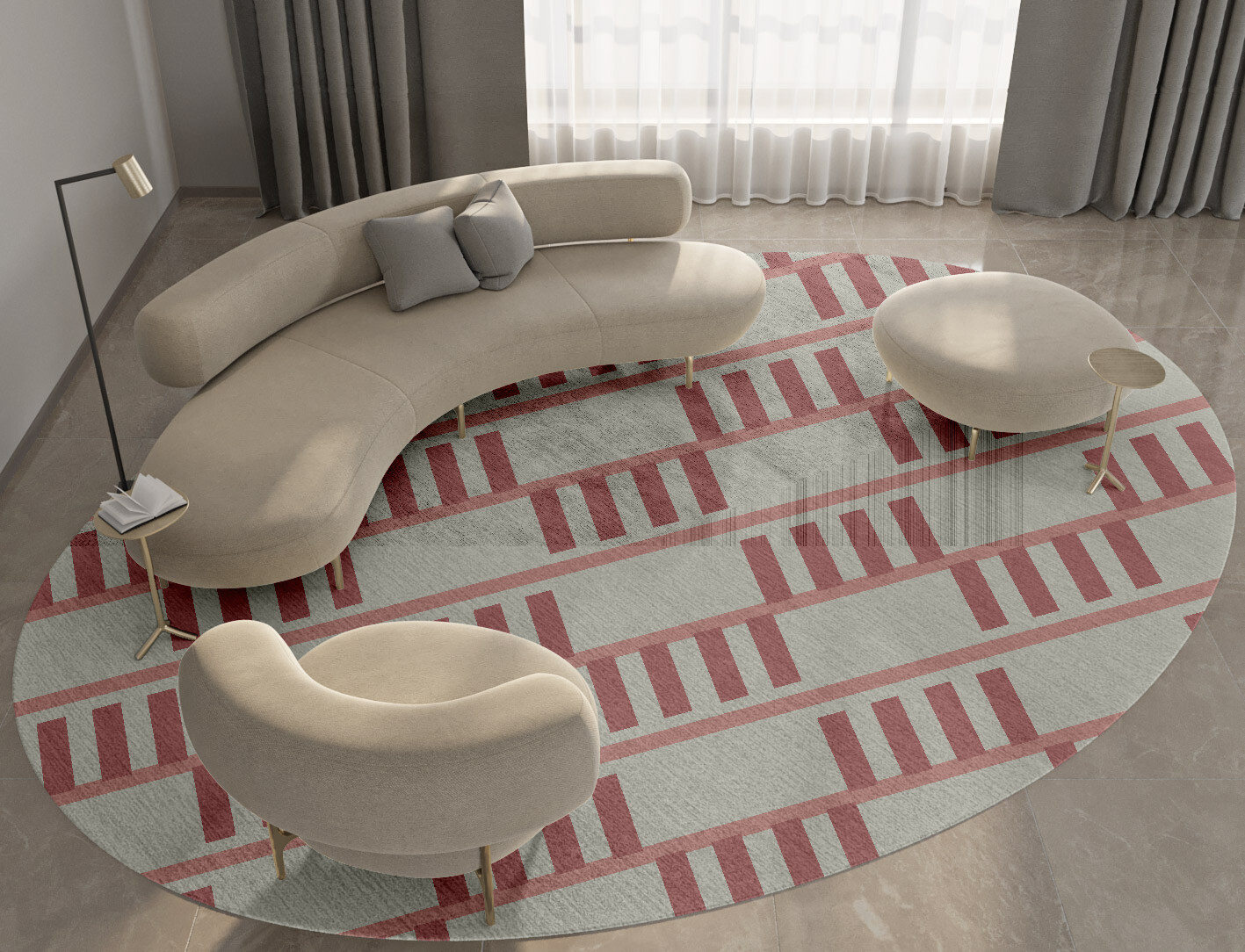 Klaue Geometric Oval Hand Knotted Bamboo Silk Custom Rug by Rug Artisan