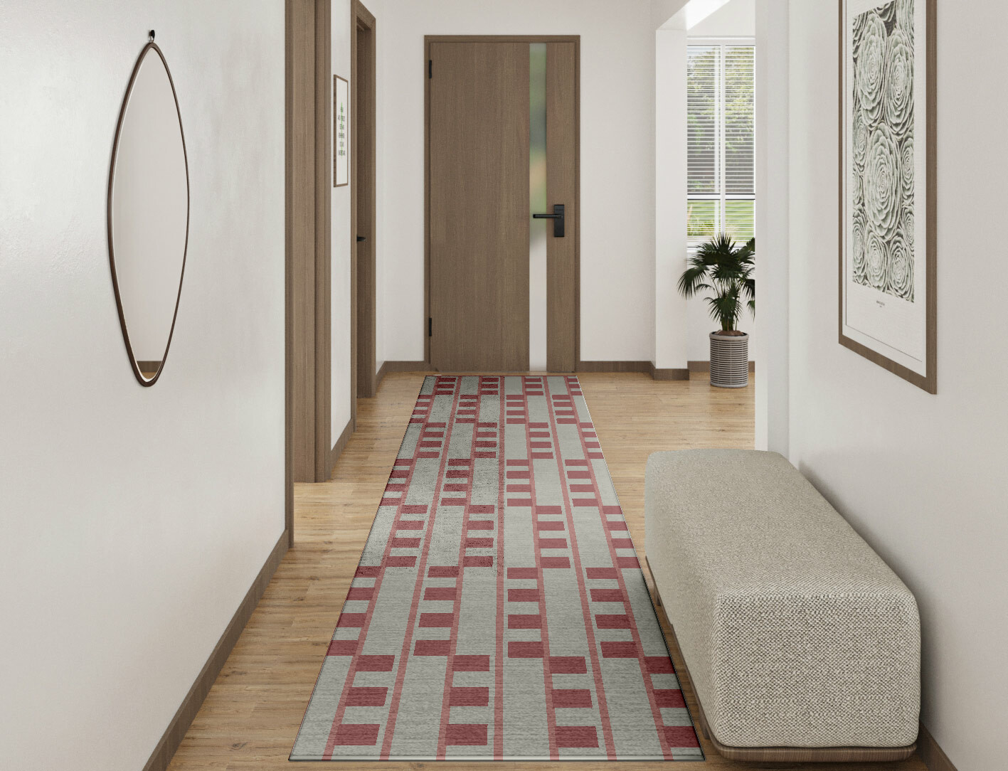 Klaue Geometric Runner Hand Knotted Bamboo Silk Custom Rug by Rug Artisan
