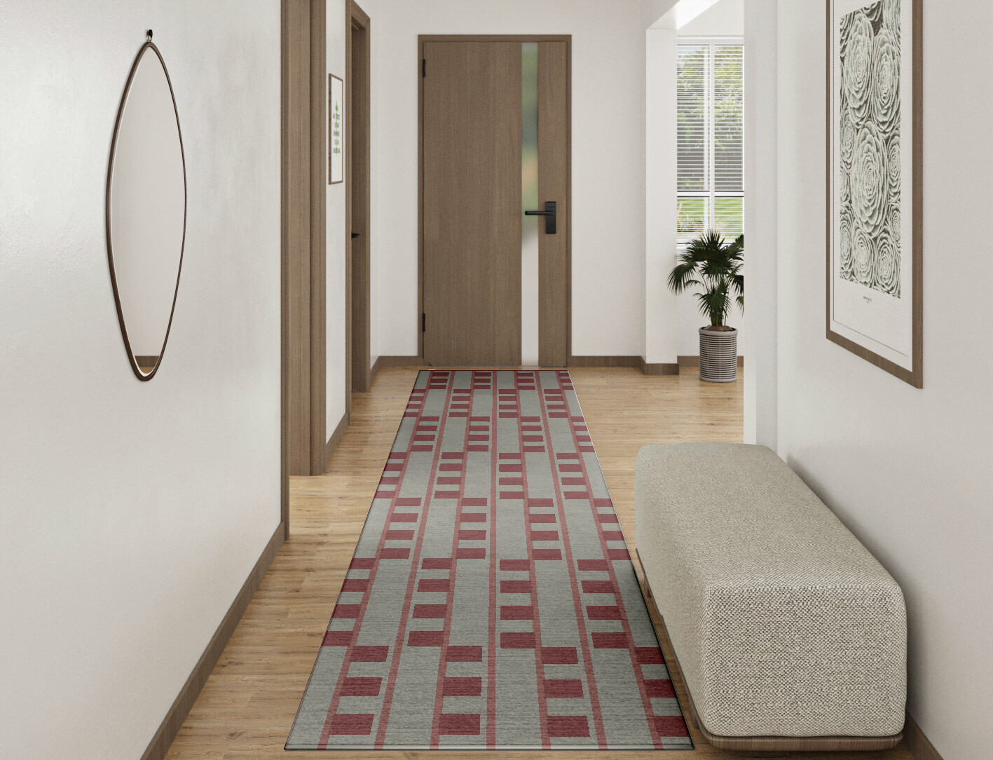 Klaue Geometric Runner Hand Knotted Tibetan Wool Custom Rug by Rug Artisan