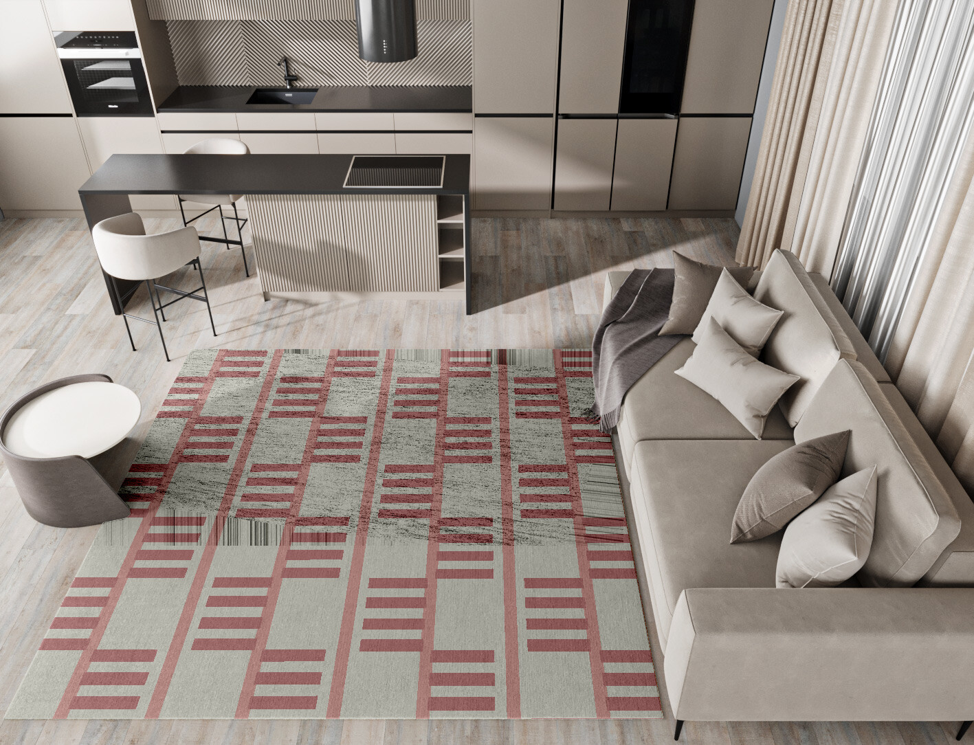 Klaue Geometric Square Hand Knotted Bamboo Silk Custom Rug by Rug Artisan