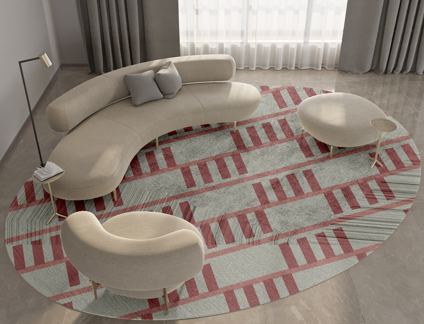 Klaue Geometric Oval Hand Tufted Bamboo Silk Custom Rug by Rug Artisan