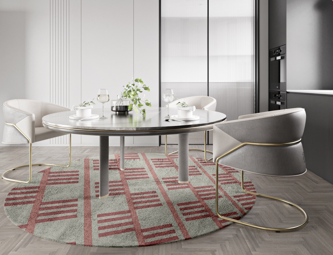 Klaue Geometric Round Hand Tufted Bamboo Silk Custom Rug by Rug Artisan