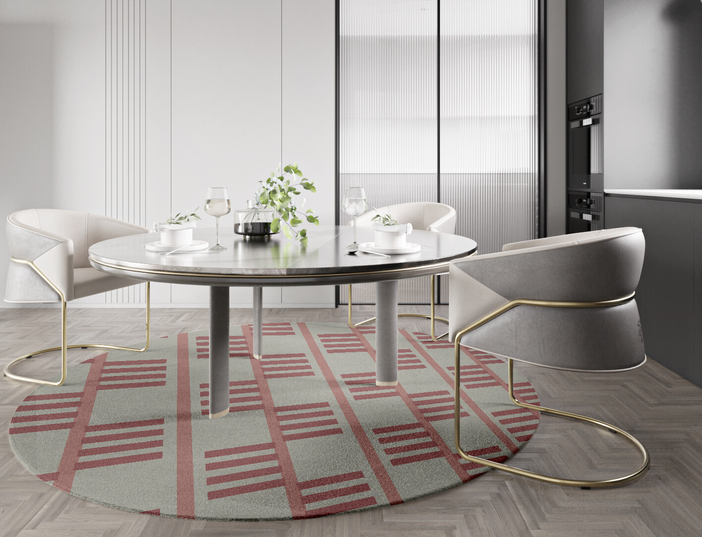 Klaue Geometric Round Hand Tufted Pure Wool Custom Rug by Rug Artisan