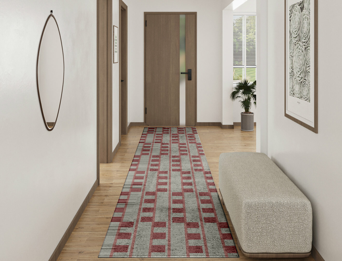 Klaue Geometric Runner Hand Tufted Bamboo Silk Custom Rug by Rug Artisan