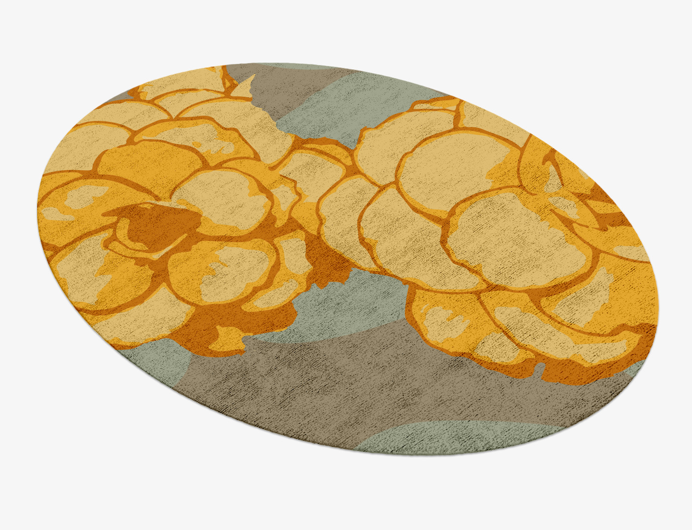 Krysanthe Floral Oval Hand Knotted Bamboo Silk Custom Rug by Rug Artisan