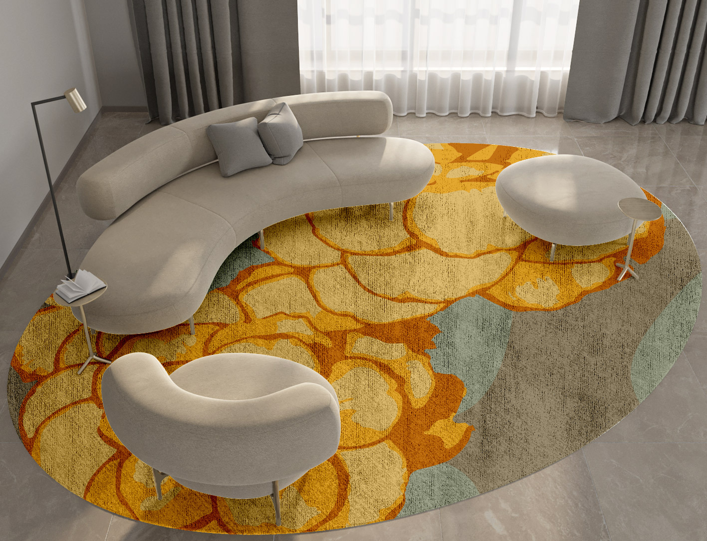 Krysanthe Floral Oval Hand Knotted Bamboo Silk Custom Rug by Rug Artisan
