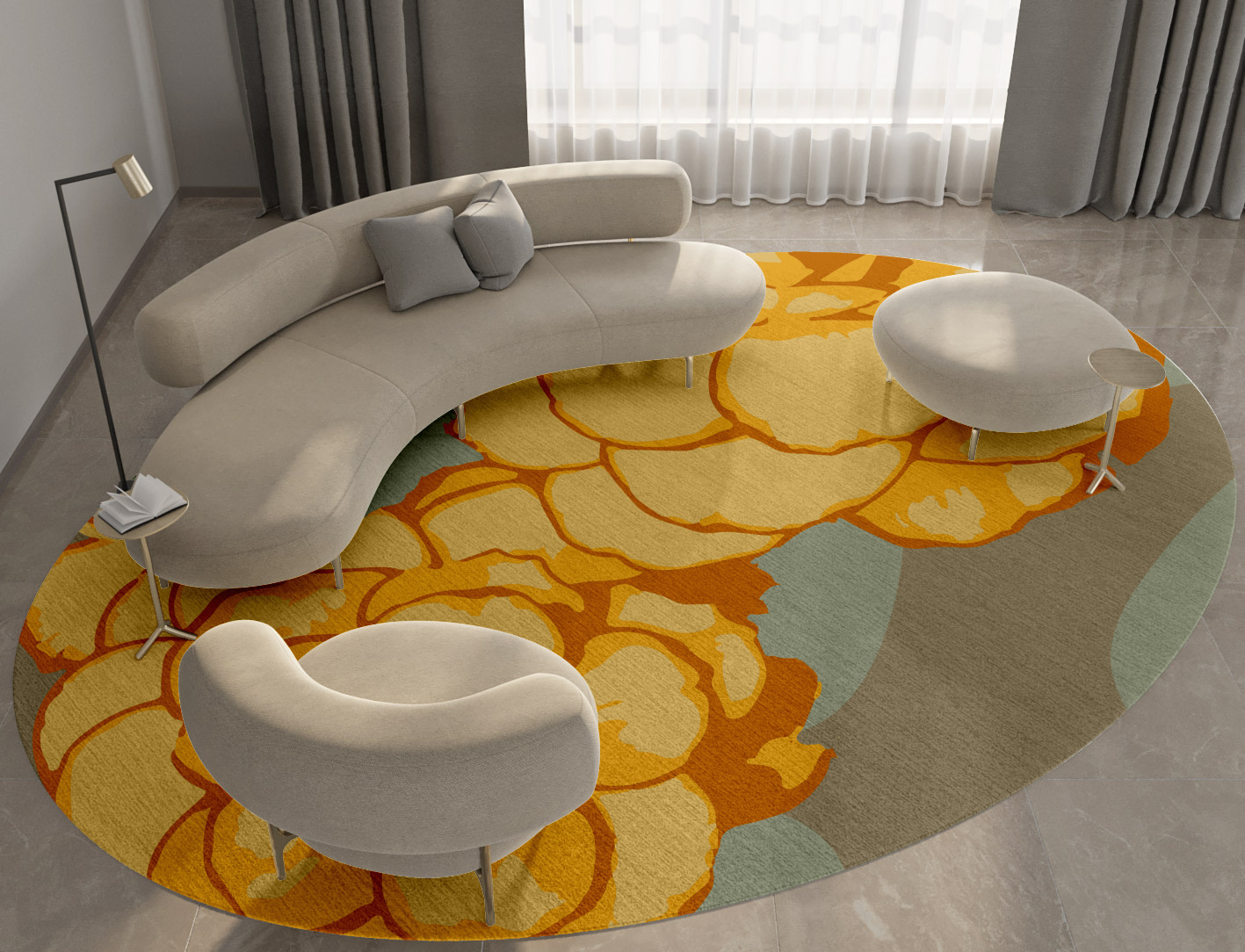 Krysanthe Floral Oval Hand Knotted Tibetan Wool Custom Rug by Rug Artisan